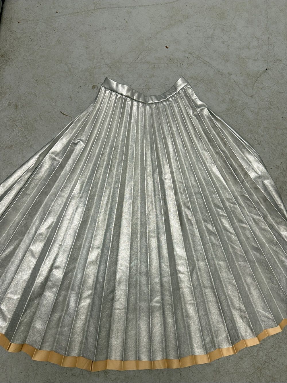 Silver Pleated Midi Skirt NEW Tags Kids Girls 13-14 NWT